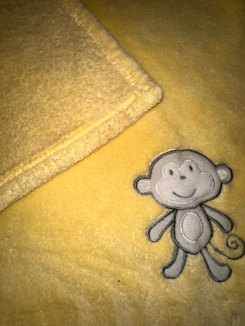 Circo Target Yellow Baby Blanket Gray Appliqued Monkey Approx 30 X 30 Soft Lovey